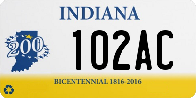 IN license plate 102AC