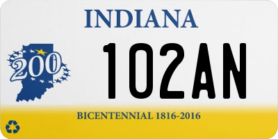 IN license plate 102AN