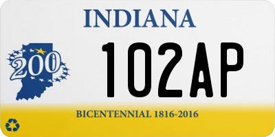 IN license plate 102AP