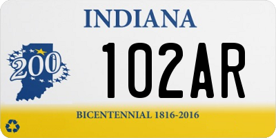 IN license plate 102AR