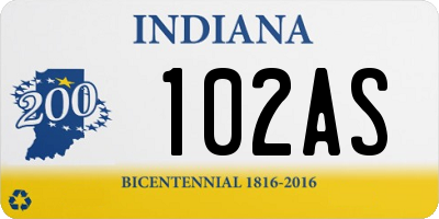 IN license plate 102AS