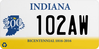 IN license plate 102AW