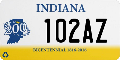 IN license plate 102AZ