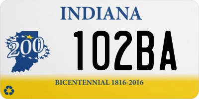 IN license plate 102BA