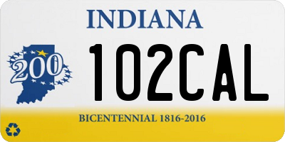 IN license plate 102CAL