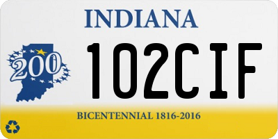 IN license plate 102CIF