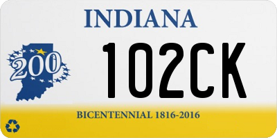 IN license plate 102CK