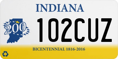 IN license plate 102CUZ