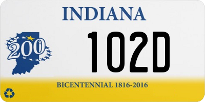 IN license plate 102D