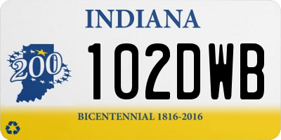 IN license plate 102DWB