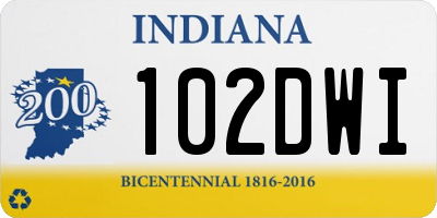 IN license plate 102DWI