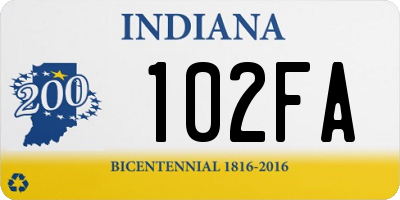IN license plate 102FA