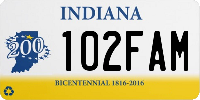 IN license plate 102FAM
