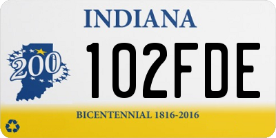 IN license plate 102FDE
