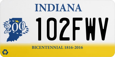 IN license plate 102FWV