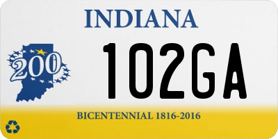 IN license plate 102GA