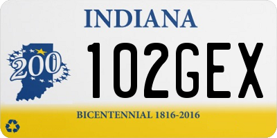 IN license plate 102GEX