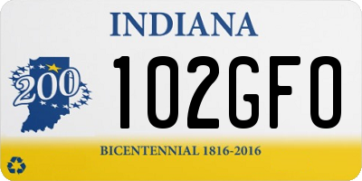 IN license plate 102GFO