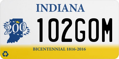 IN license plate 102GOM