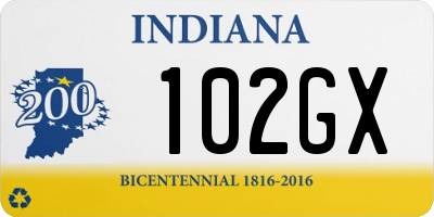 IN license plate 102GX