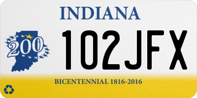 IN license plate 102JFX