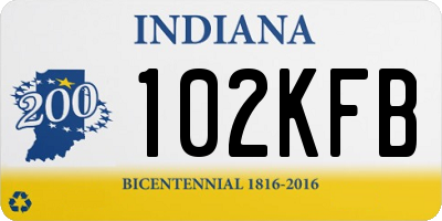 IN license plate 102KFB