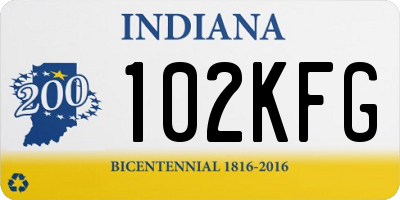 IN license plate 102KFG