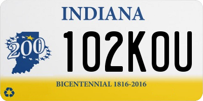 IN license plate 102KOU