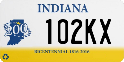 IN license plate 102KX