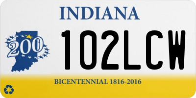 IN license plate 102LCW