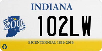 IN license plate 102LW