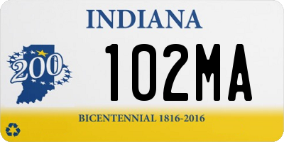 IN license plate 102MA