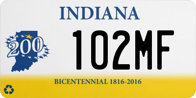 IN license plate 102MF