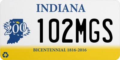 IN license plate 102MGS