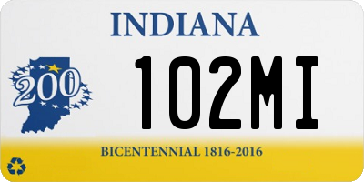 IN license plate 102MI