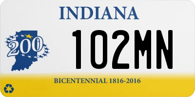 IN license plate 102MN