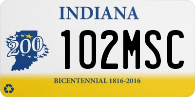 IN license plate 102MSC