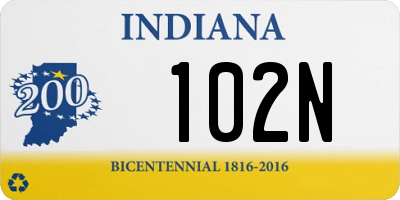 IN license plate 102N