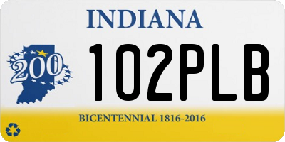 IN license plate 102PLB