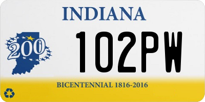 IN license plate 102PW