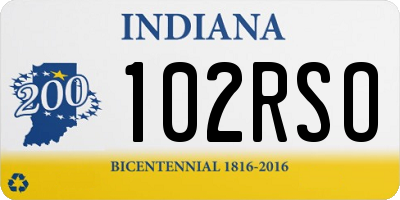 IN license plate 102RSO