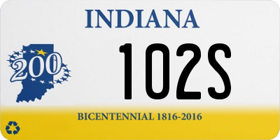 IN license plate 102S