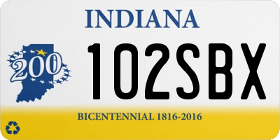 IN license plate 102SBX