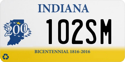 IN license plate 102SM