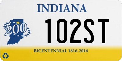 IN license plate 102ST