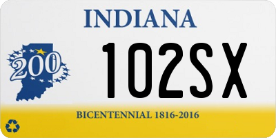 IN license plate 102SX