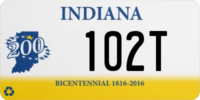 IN license plate 102T