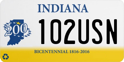 IN license plate 102USN
