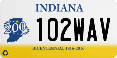 IN license plate 102WAV