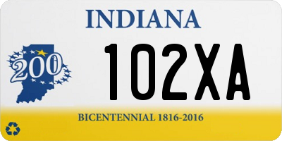 IN license plate 102XA